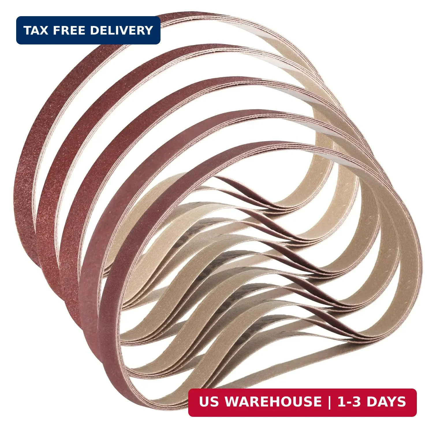 1/2 x 18 Inch Sanding Belts, 20 Pcs, 4 Each of 60/80/120/180/240 Dark Red