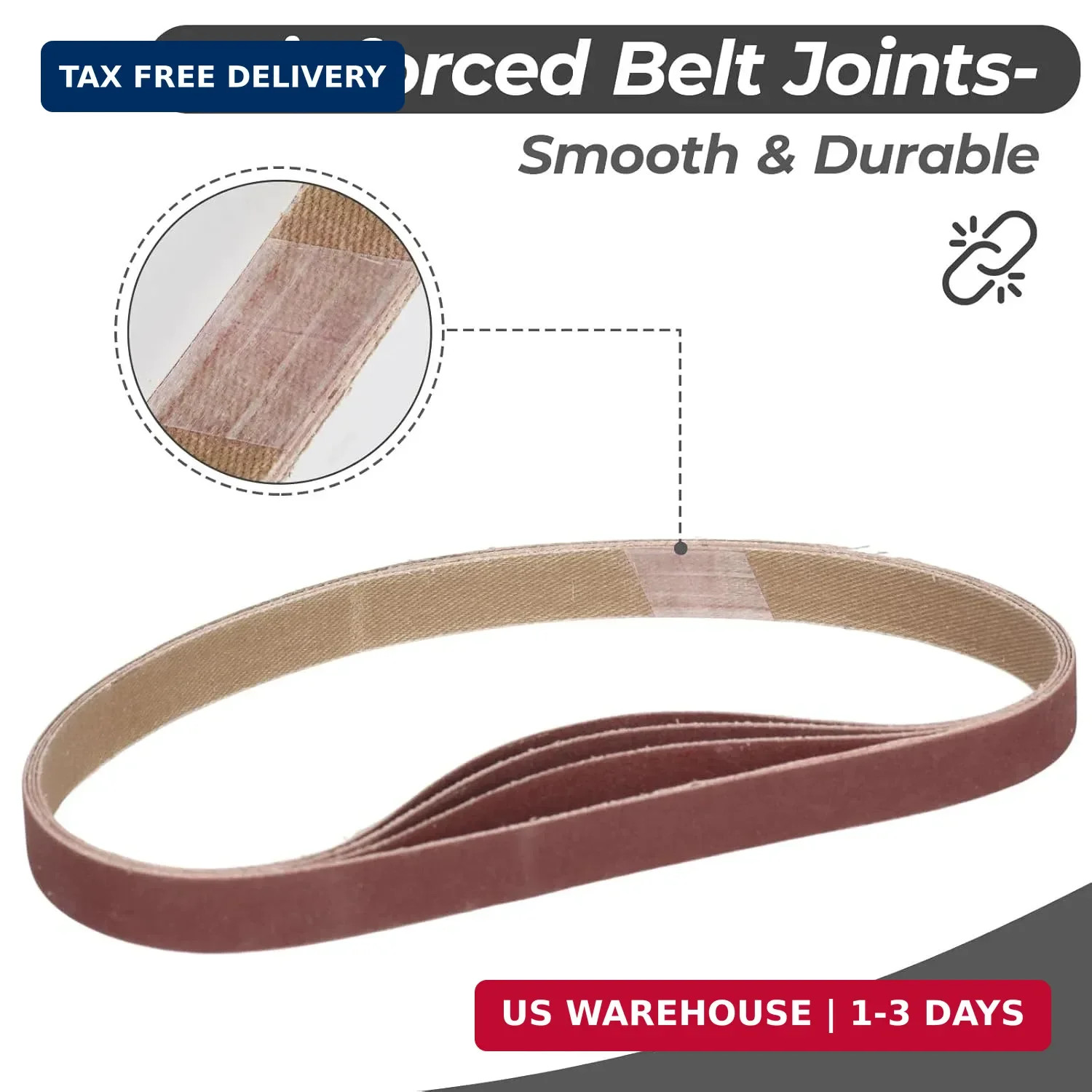 1/2 x 18 Inch Sanding Belts, 20 Pcs, 4 Each of 60/80/120/180/240 Dark Red