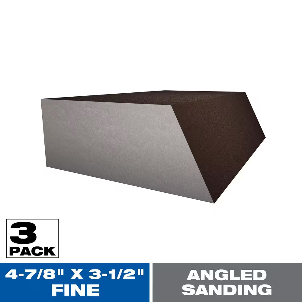 4-7/8 In. X 3-1/2 In. X 1 In. Fine 100 Grit Angled Sanding Sponge (3-Pack)