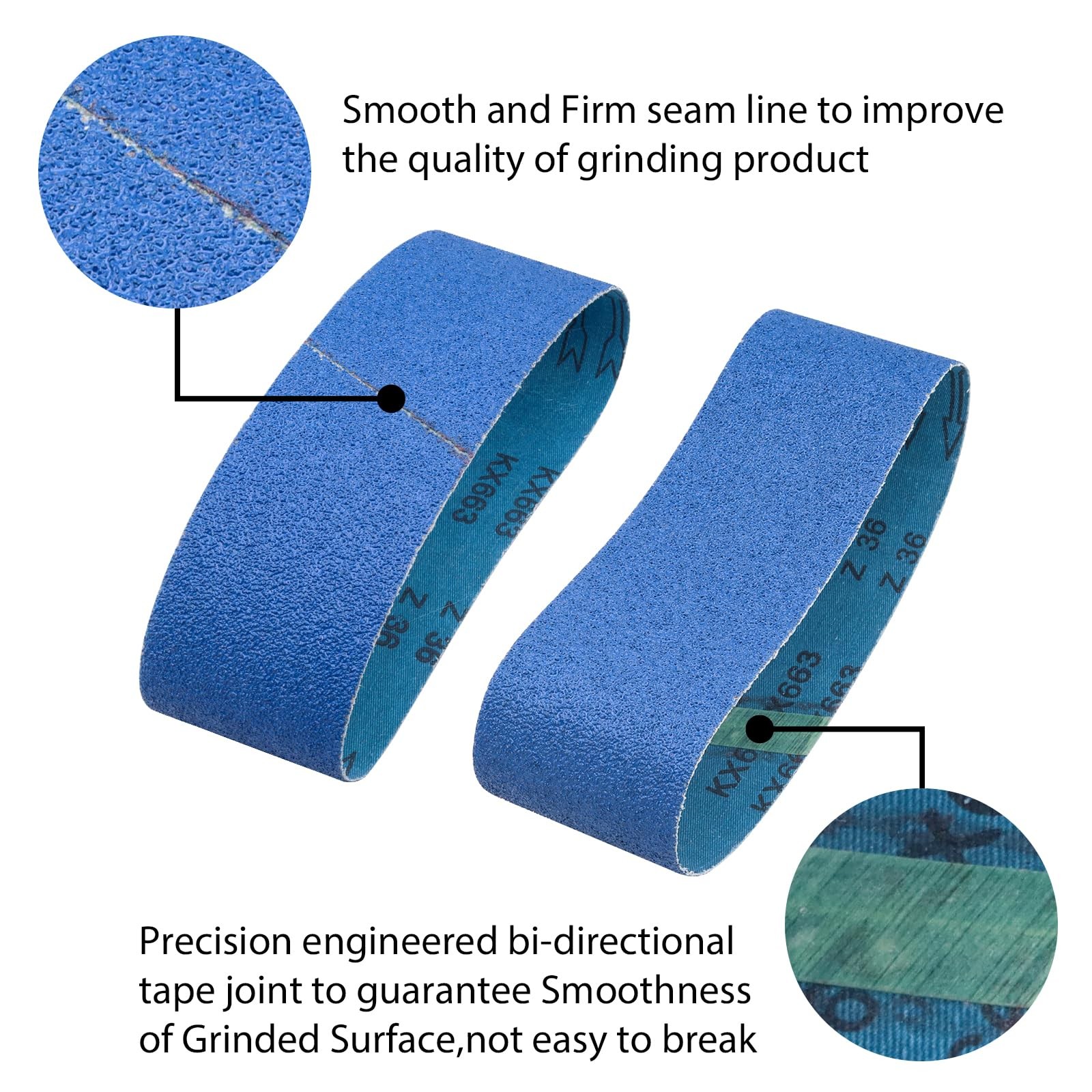 3 x 21 Inch Zirconia Sanding Belts 36 Grit,6 Pack 3×21 inch, 36 Grit