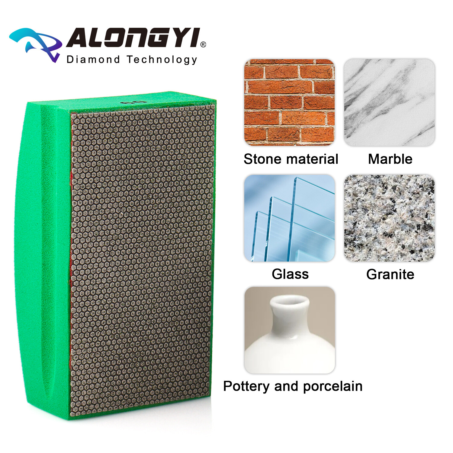 Electroplated Diamond Polishing Hand Pads Arc Shape Back for Glass Stone Granite