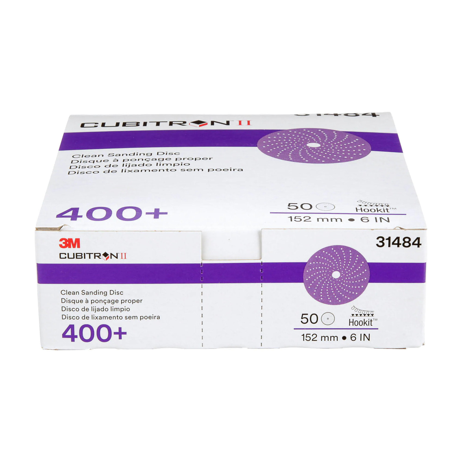 3M Cubitron II Hookit Clean Sanding Abrasive Disc, 31484, 6 in, 400+grade