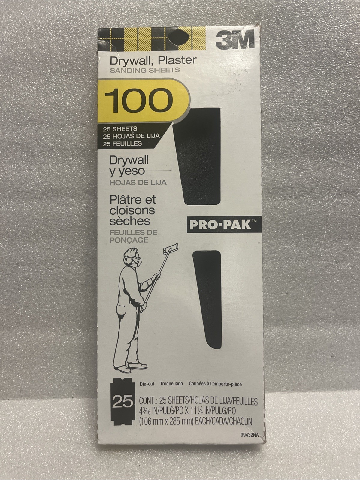 3M ProPak 100 Grit (25/Pack). Drywall Sanding Screens. 4-3/16 In. x 11-1/4 In.