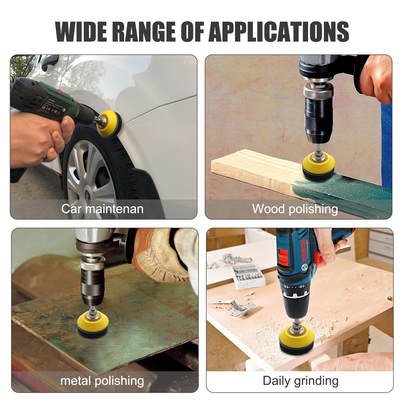 5 Pack 2 Inch Hook & Loop Sanding Backing Pad w/ 1/4″ Dia Shank Drill Attachment