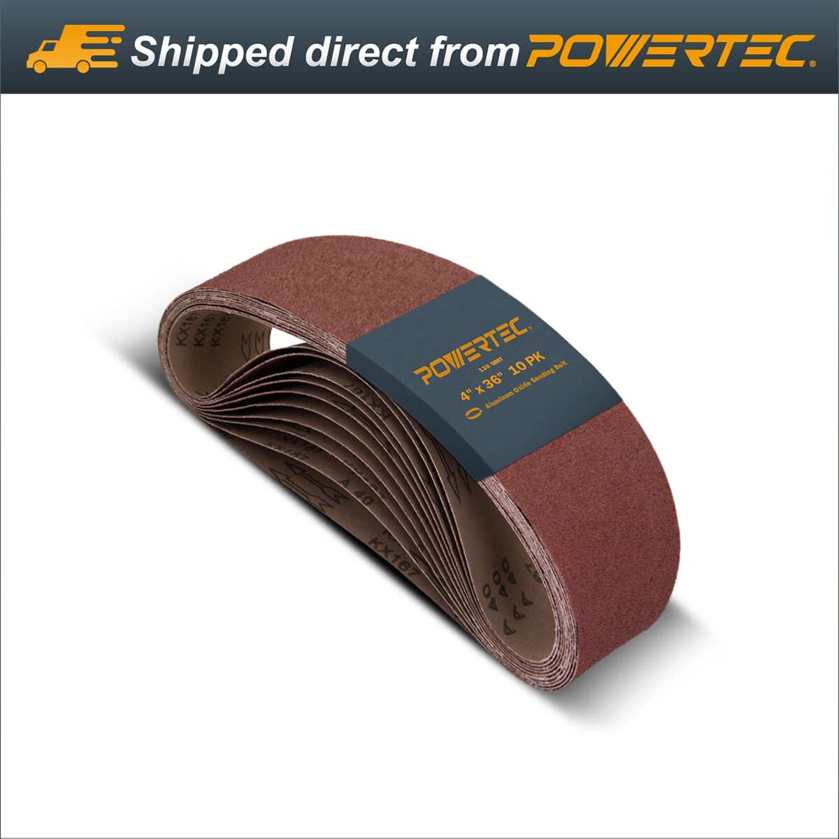 POWERTEC 4 x 36″ Sanding Belt 120 Grit 10pcs Aluminum Oxide Sandpaper 110110