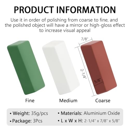 Mini Buffing Polishing Cutting 4 Oz. – Green Fine/White Medium/Red Coarse 3