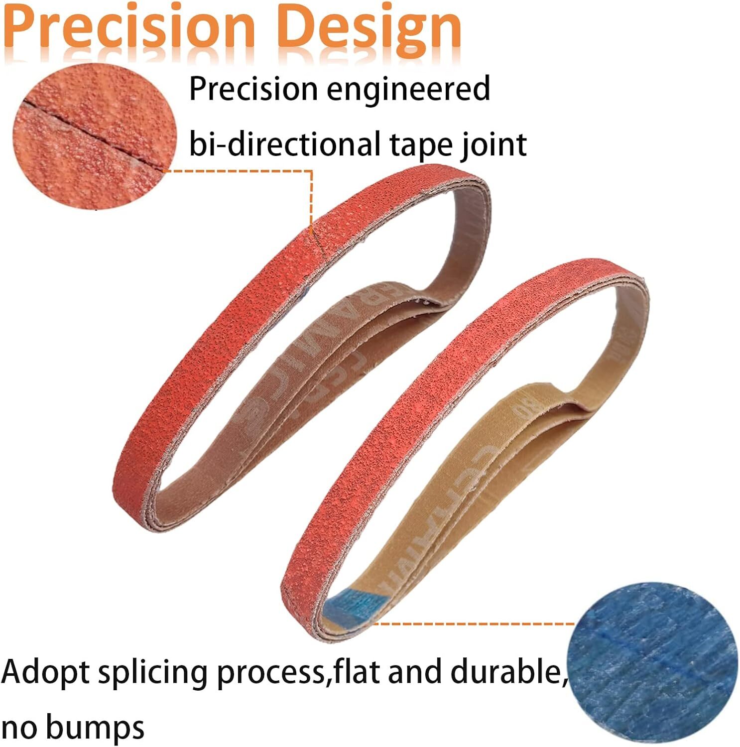 25PACK 3/8 X 13 Metal Grinding Ceramic 10 x 330 mm Sanding Belts, 40-120 Grit