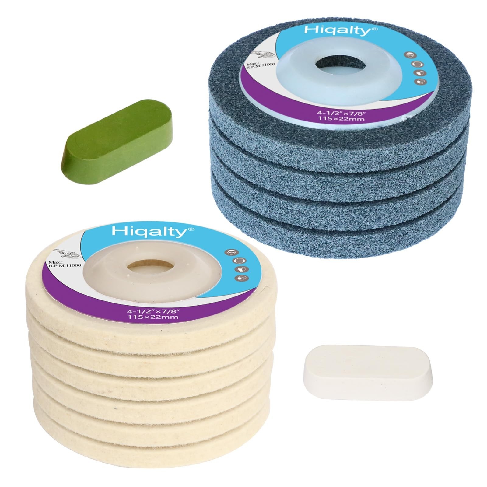 4.5″ Wool Felt Polishing Disc & Nylon Fiber Buffing Wheel for Angle Grinder