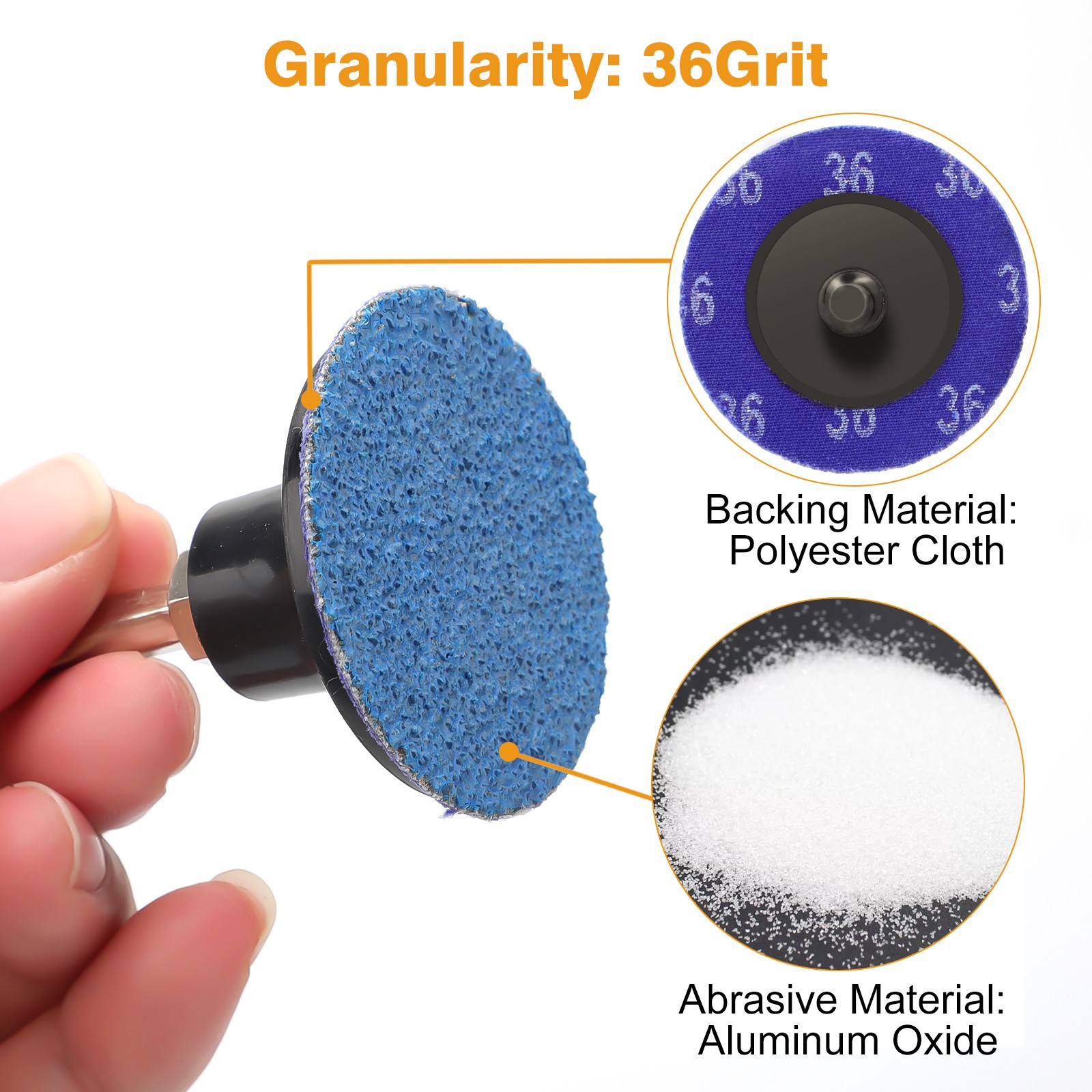 52Pcs 2″ 36 Grit Zirconia Roll Lock Sanding Discs Set 1/4″ Shank for Die Grinder