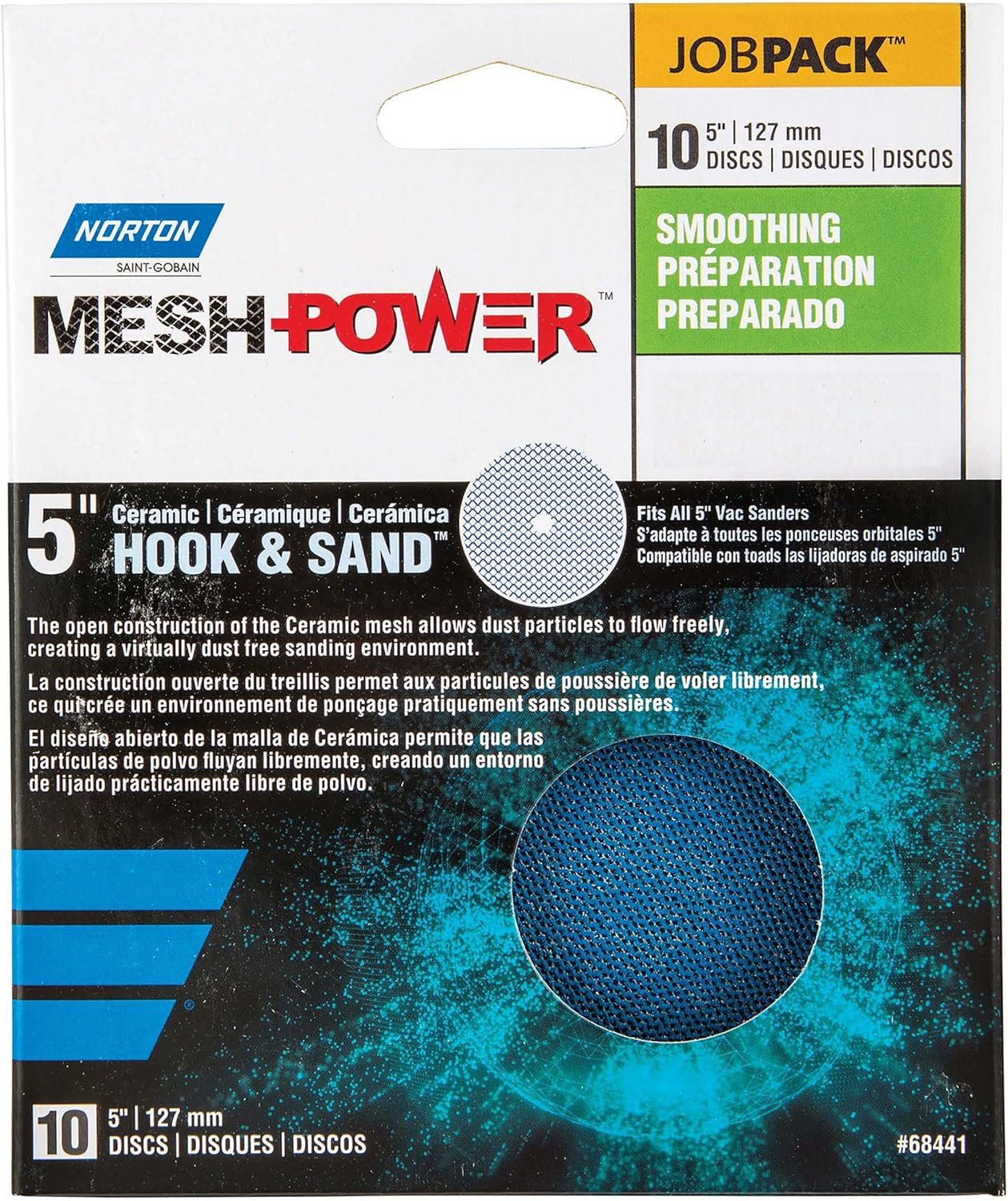 Meshpower Ceramic Disc – 5” – 80 Grit – 10 Pack