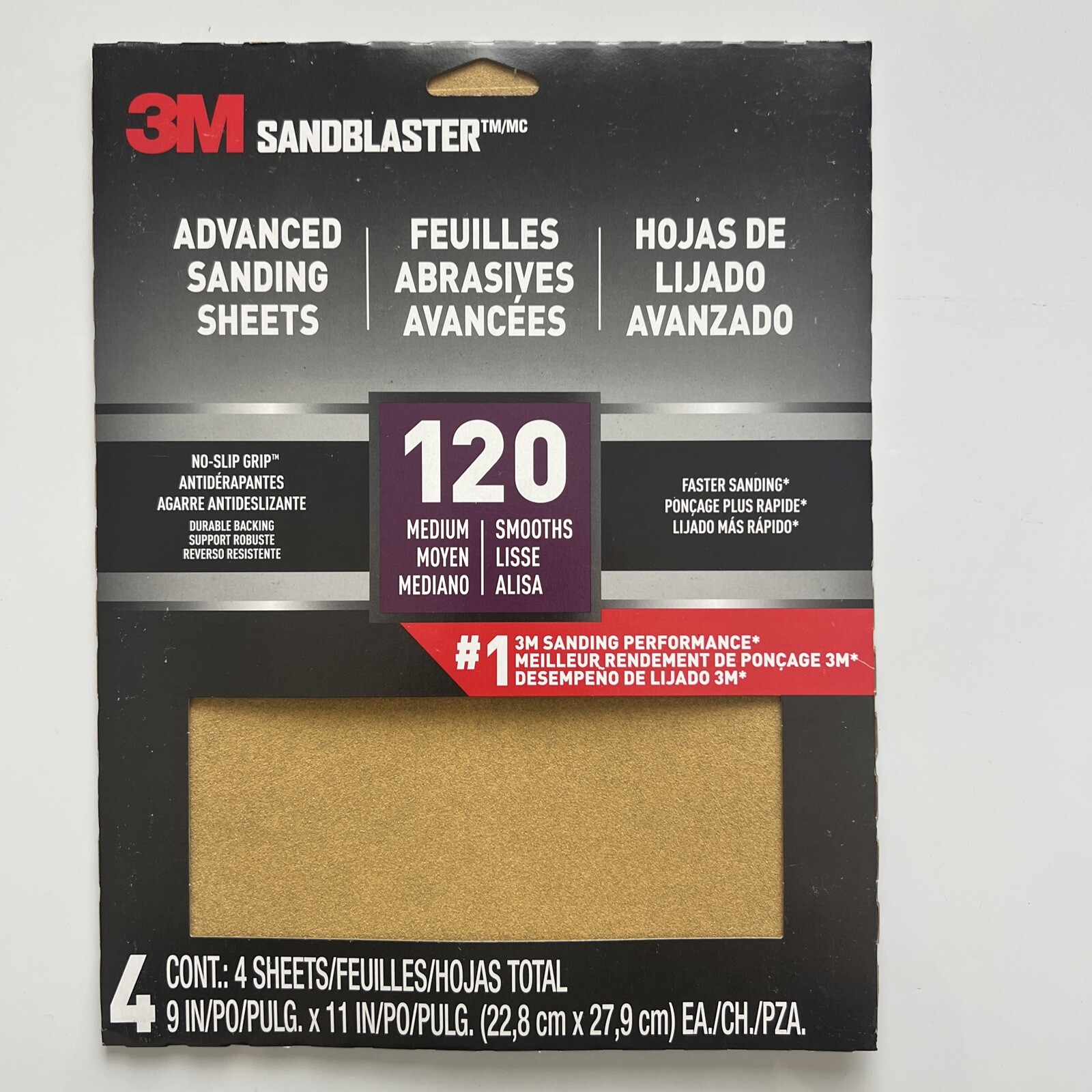 3M SandBlaster 11 in. L x 9 in. W 120 Grit Medium Ceramic Sandpaper 4CT 1 PK