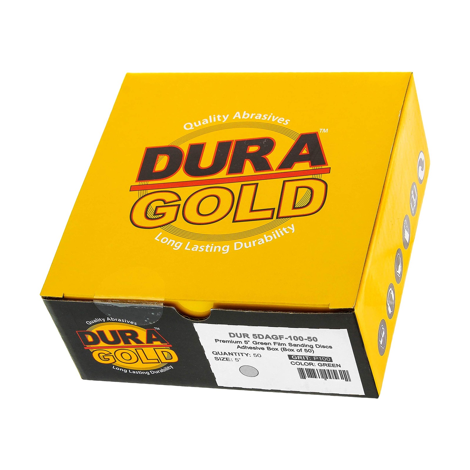 Dura-Gold Premium 5″ Green Film PSA Sanding Discs – 100 Grit (Box of 100-Grit