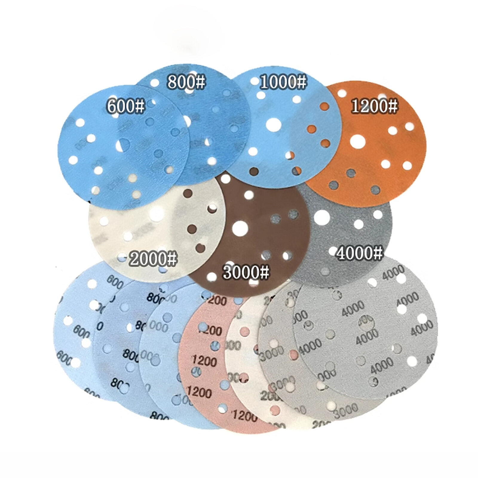 6 Inch 150mm Wet and Dry Sanding Discs Sandpaper Film Pads 600-5000 Grit 15 Hole