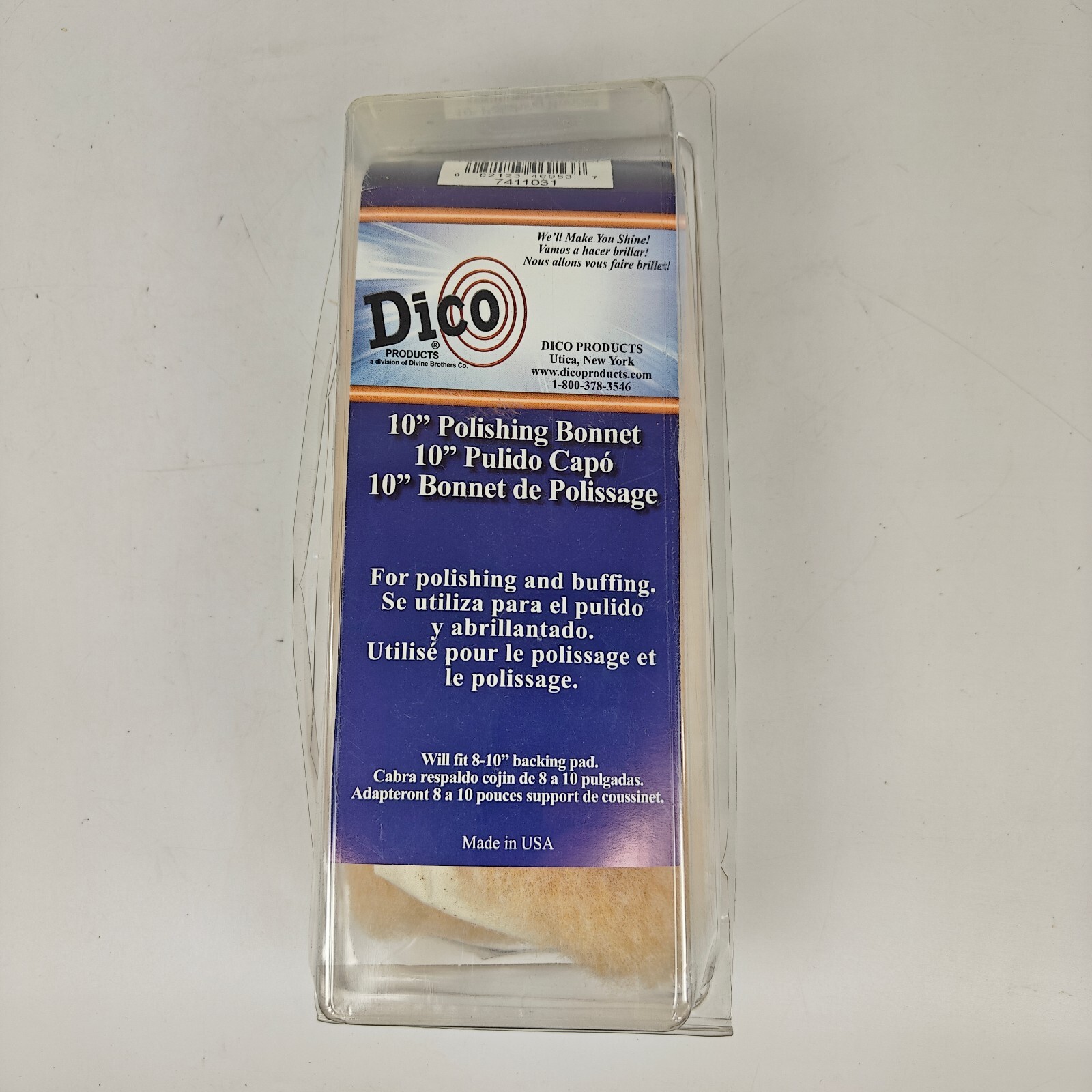 Dico Synthetic Lamb’s Wool Fiber Pile Buffing Bonnet 9-10″ 7411031 Washable