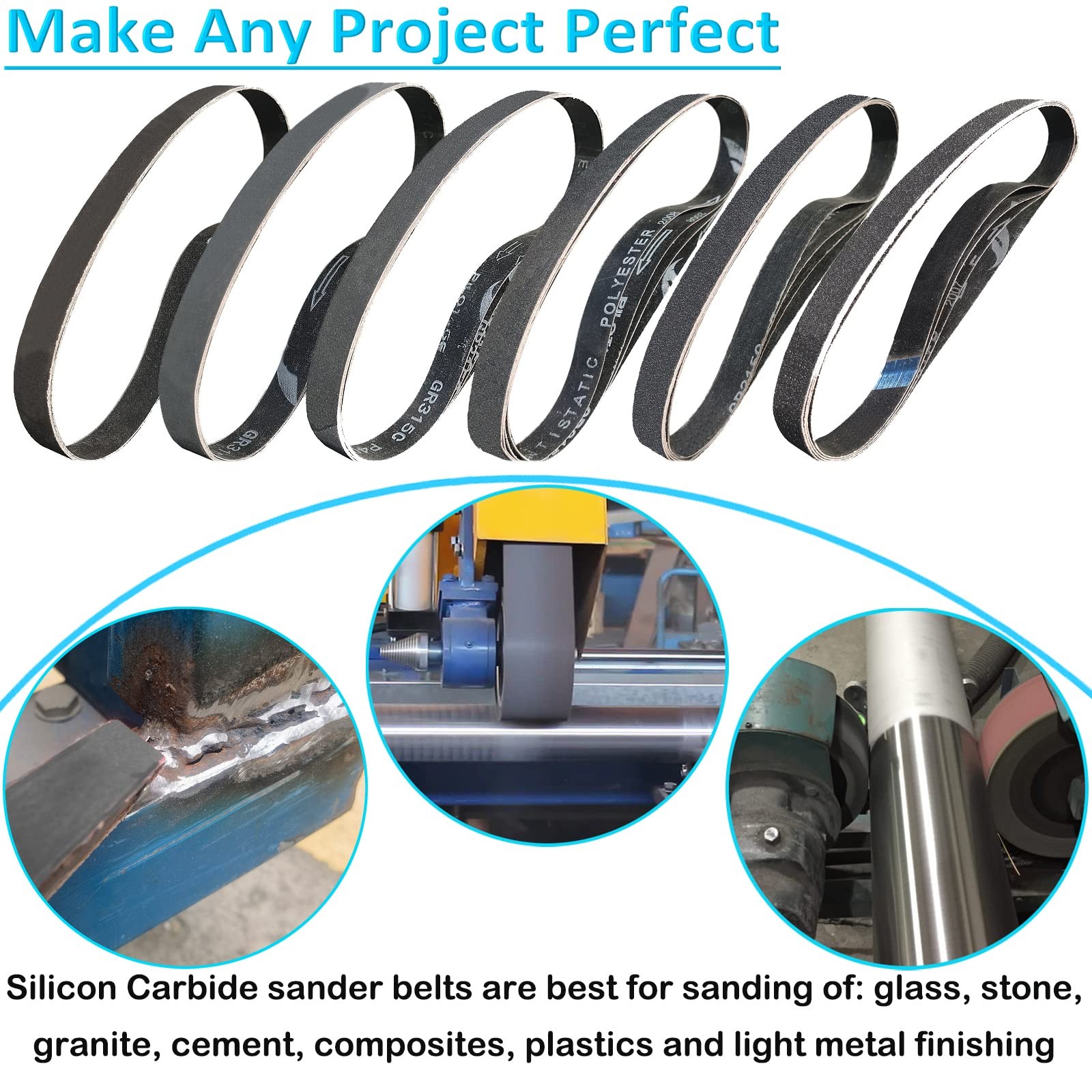 12 Pack 1 x 42 Inch Silicon Carbide Sanding Belts Assortment -120 240 400 600…