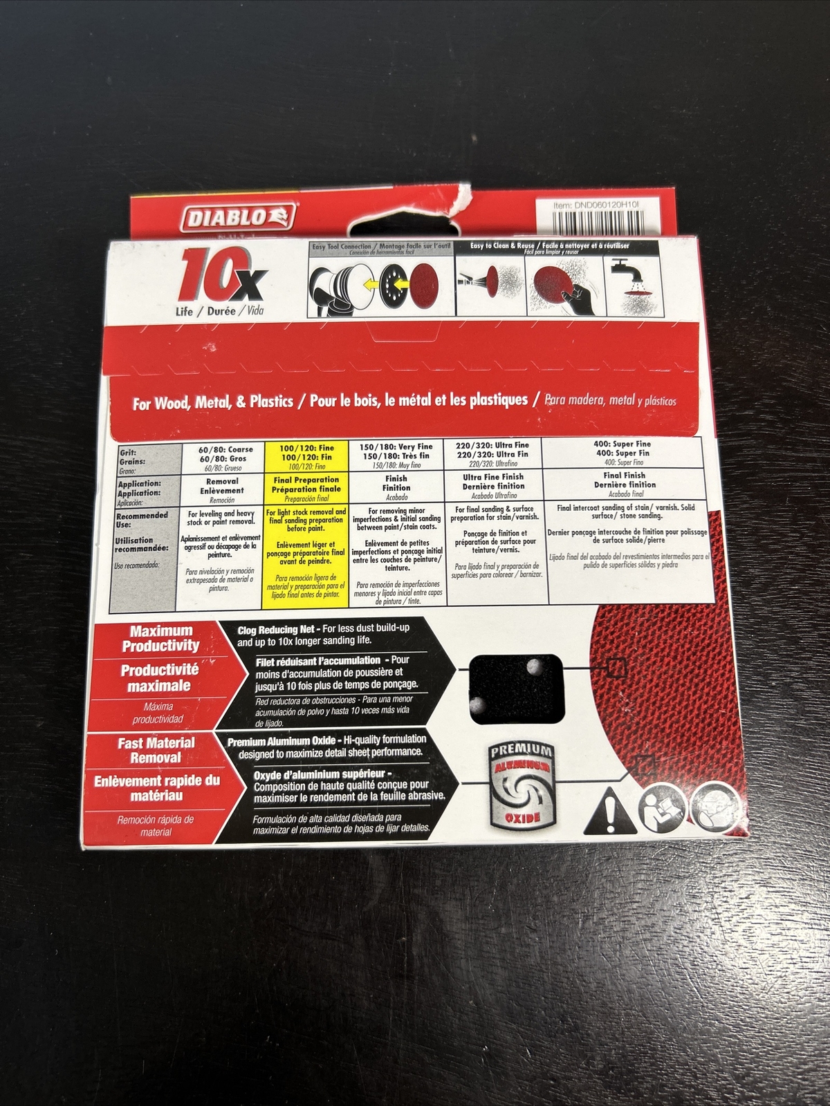 DIABLO 6″ 120 GRIT SANDNET DISCS WITH CONNECTION PAD DND060120H1OI Pack of 10