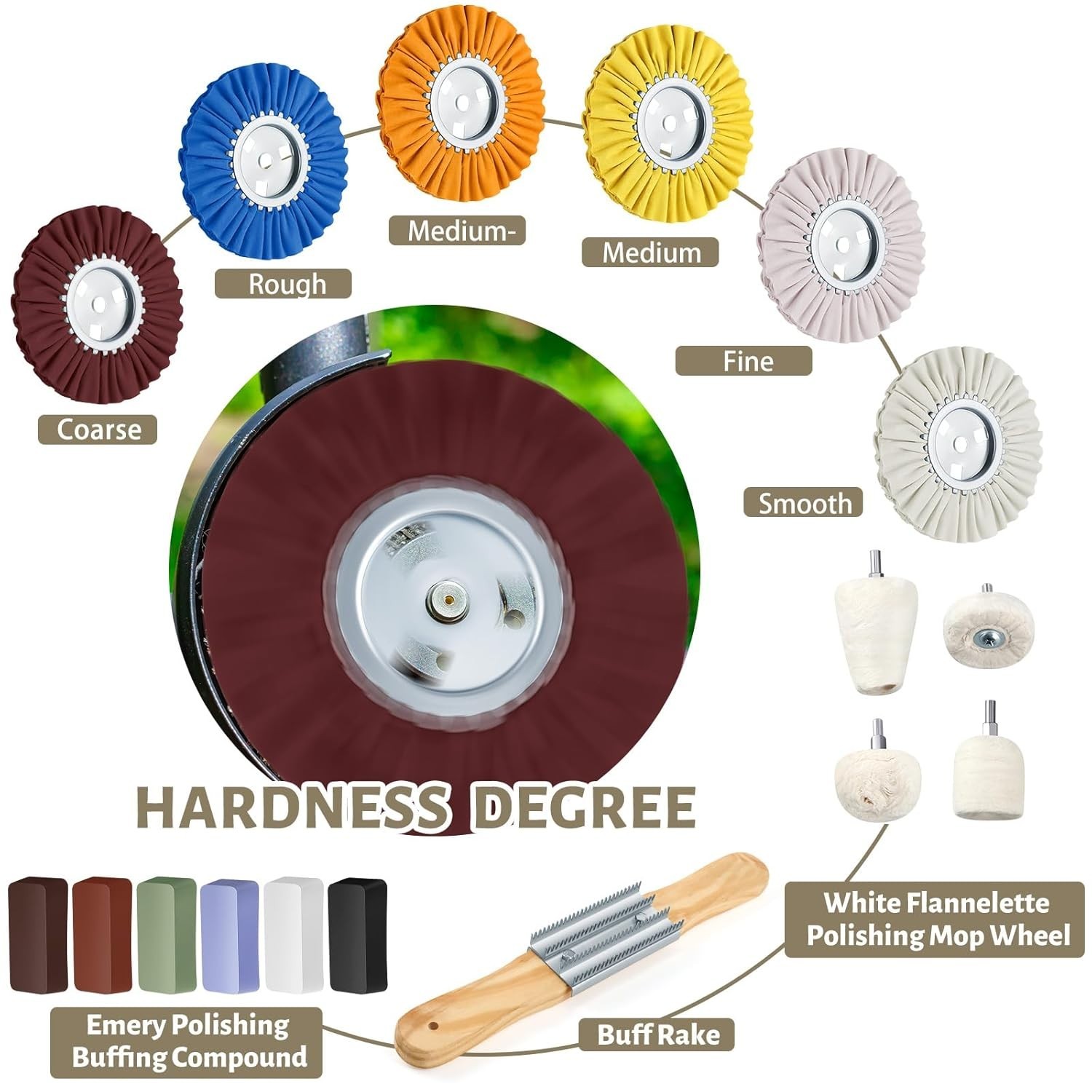 18Pc Airway Buffing Wheel Aluminum Polishing Kit for Angle Grinder Mirror Finish