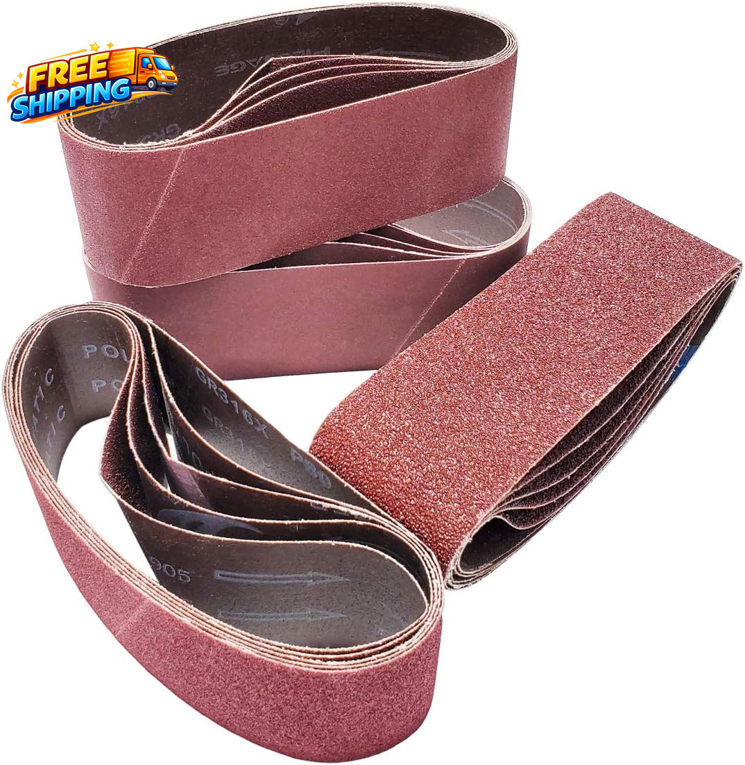 20 PCS 3 Inch X 21 Inch Abrasive Sanding Belts – 5 Each of 40 80 120 240 Grit