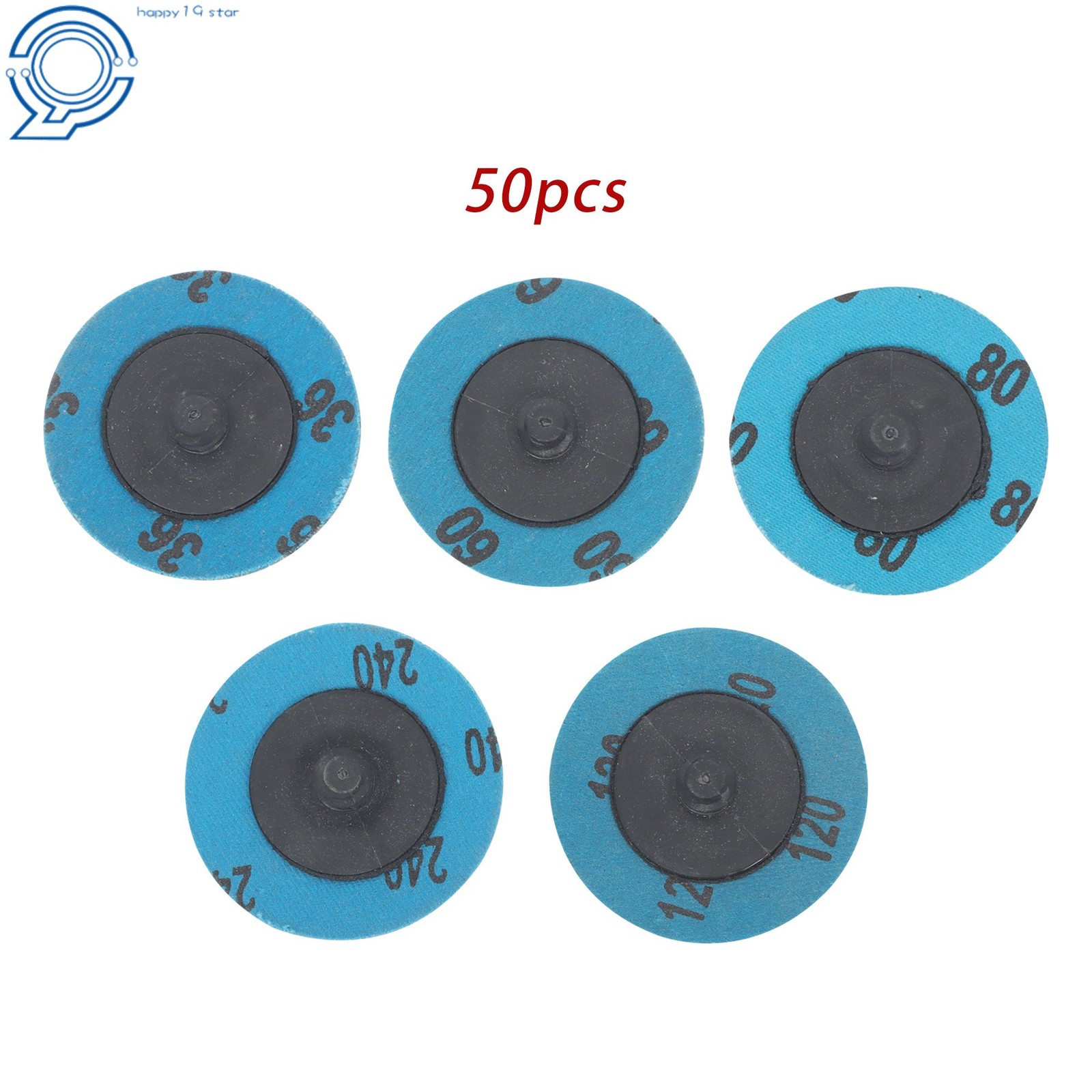 50 Pack Mixup 2 Inch Roll Lock Quick Change Discs Set 36/60/80/120/240 Grit