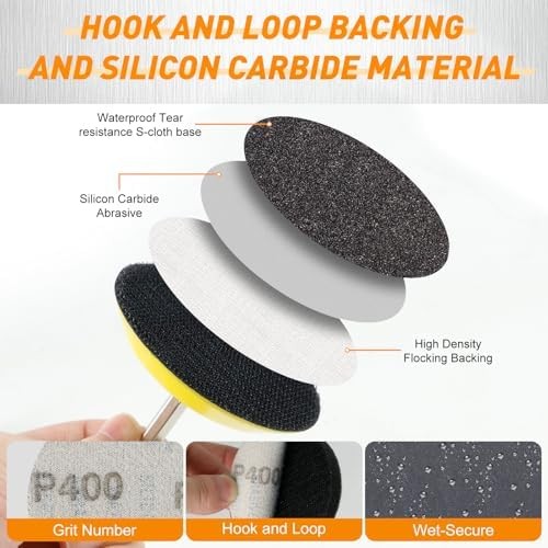 174 PCS 3 Inch Wet Dry Sanding Discs Grit 60 80 120 150 180 240 320 400 600 800