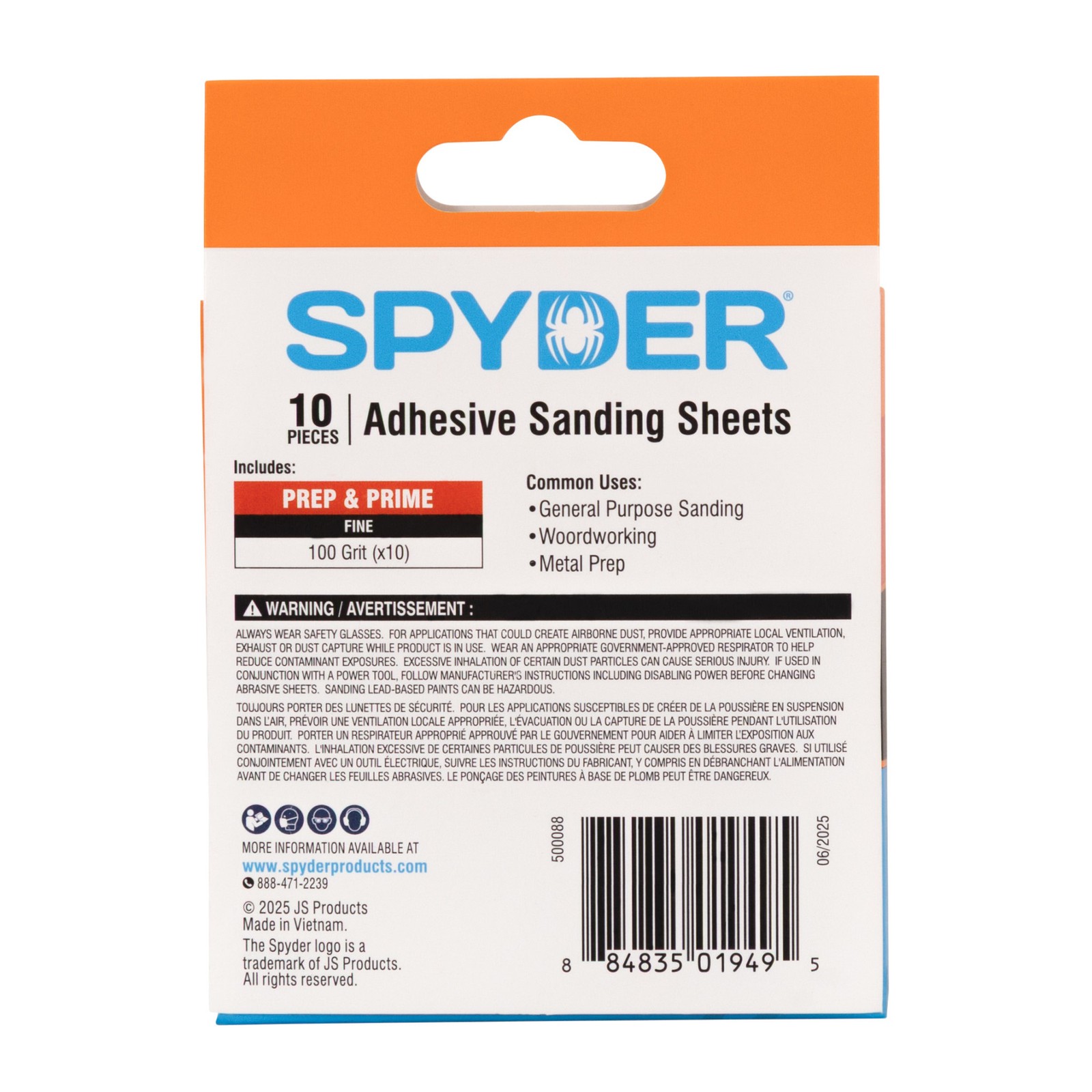 Spyder 2-7/8 in x 2-7/8 in 100 Grit Detail Sanding Sheets 10-Pack 500088