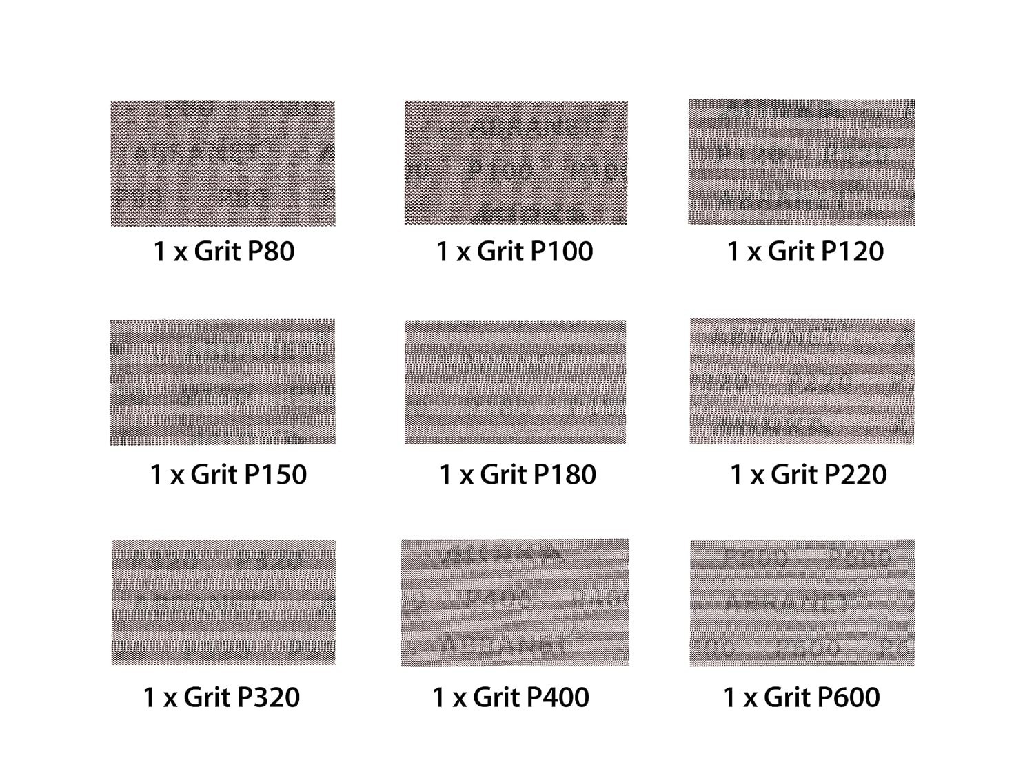 Abranet Net Sheets / 2.75 x 5 inch/Assortment 1 of Each Grit 80, 100, 120, 15…