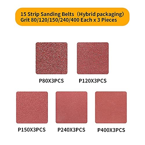 15 Pack Sanding Belts 3 x 21 Inch,Belt Sander Belts Mix Grits(80-400)-15Pack
