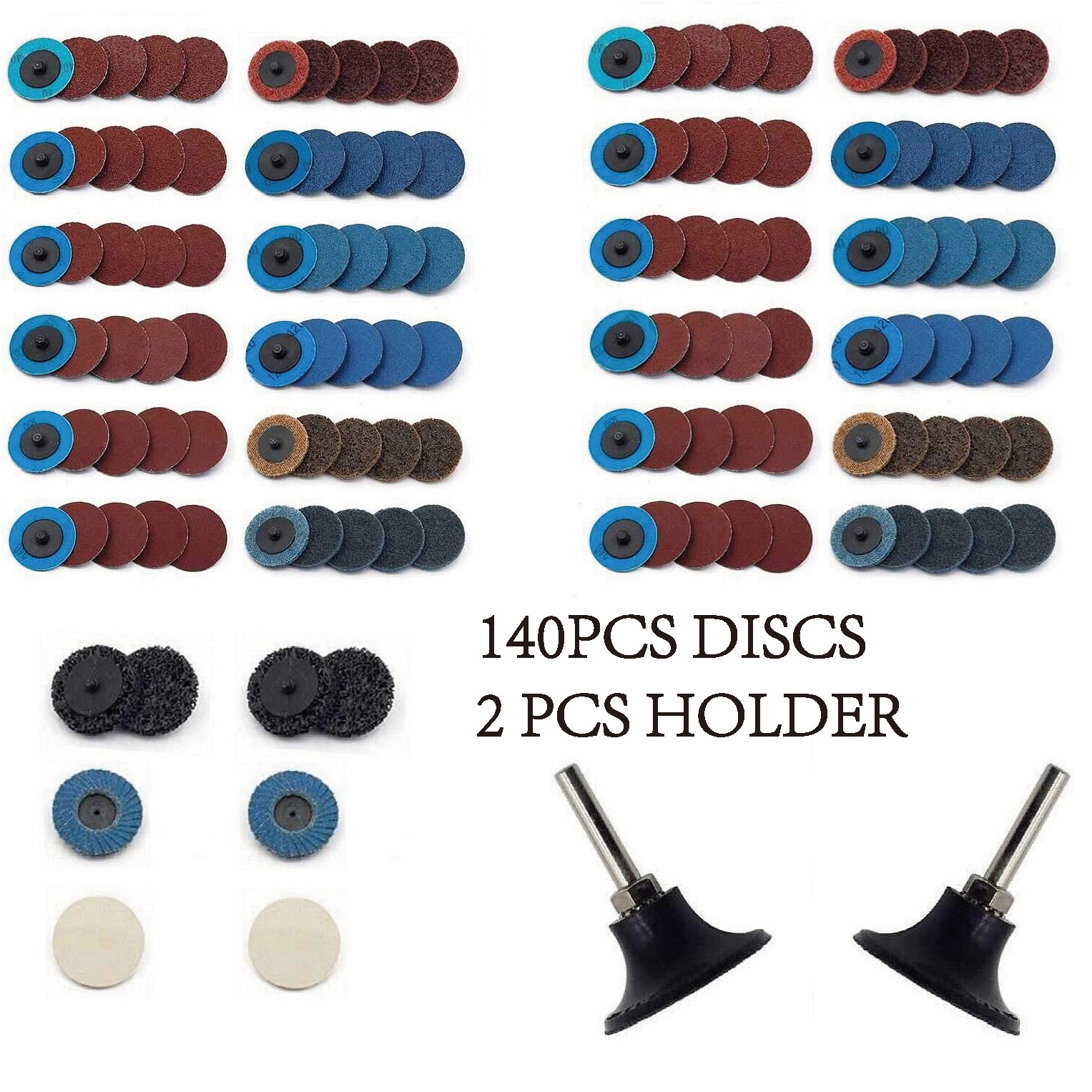 142 Pcs 2 inch Roll Lock Sanding Disc Set with 1/4″ Shank Holder for Die Grinder