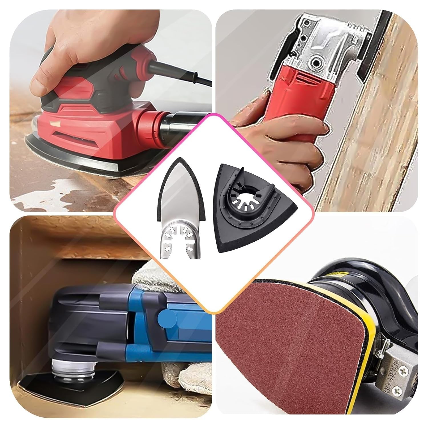 206Pcs Oscillating Tool Detail Sanding Pads Kit 2Pcs Triangle Sanding Pads New