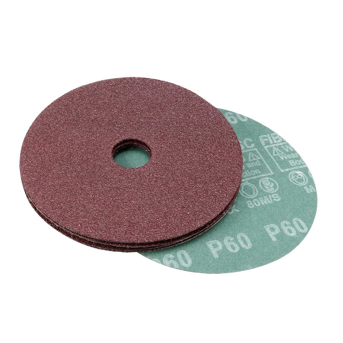 uxcell 5-Inch x 7/8-Inch Aluminum Oxide Resin Fiber Discs, Center 60 Grit