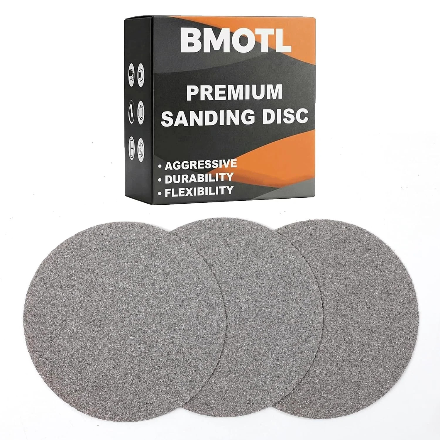 6 Inch Film Sanding Discs: 60 Grit No-Hole Hook and Loop Sandpaper Disc | 100Pcs