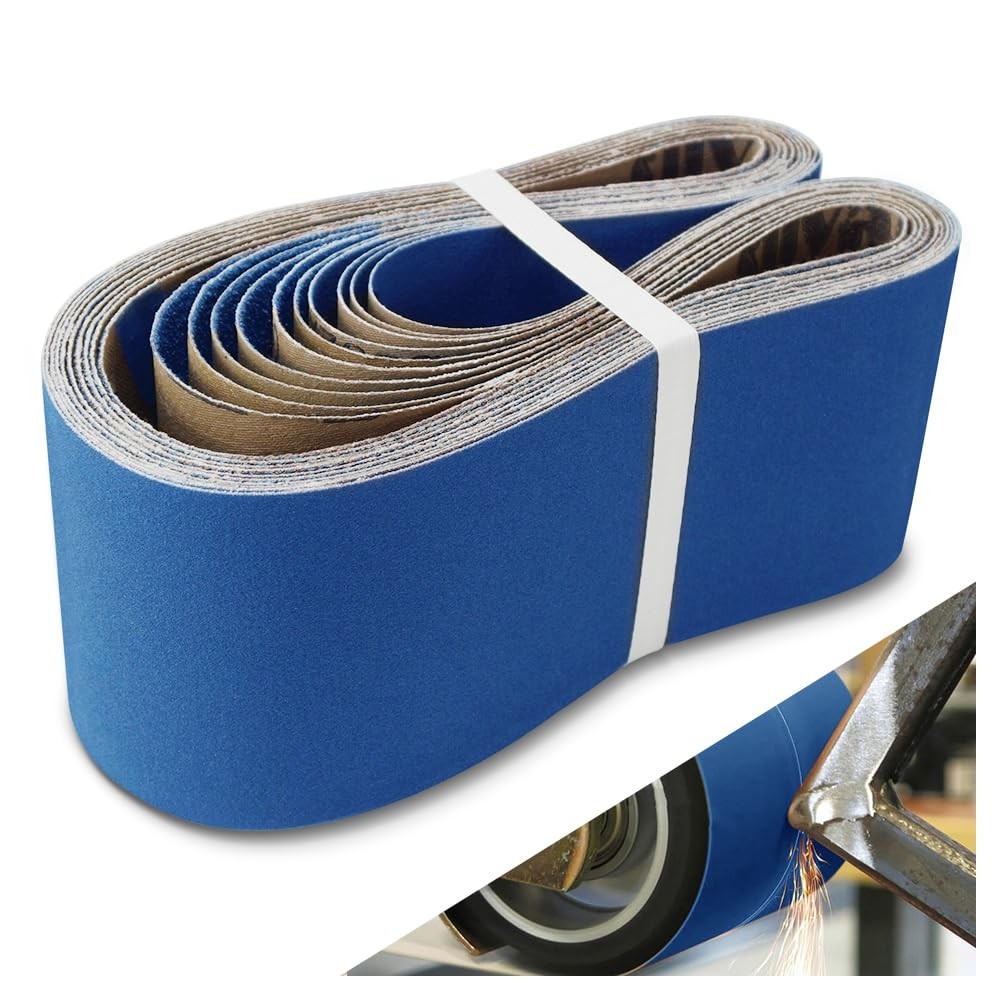 4 x 36 Inch Sanding Belts, 10 Pcs Assorted Grits (40/60/80/120/240), Zirconia Sa