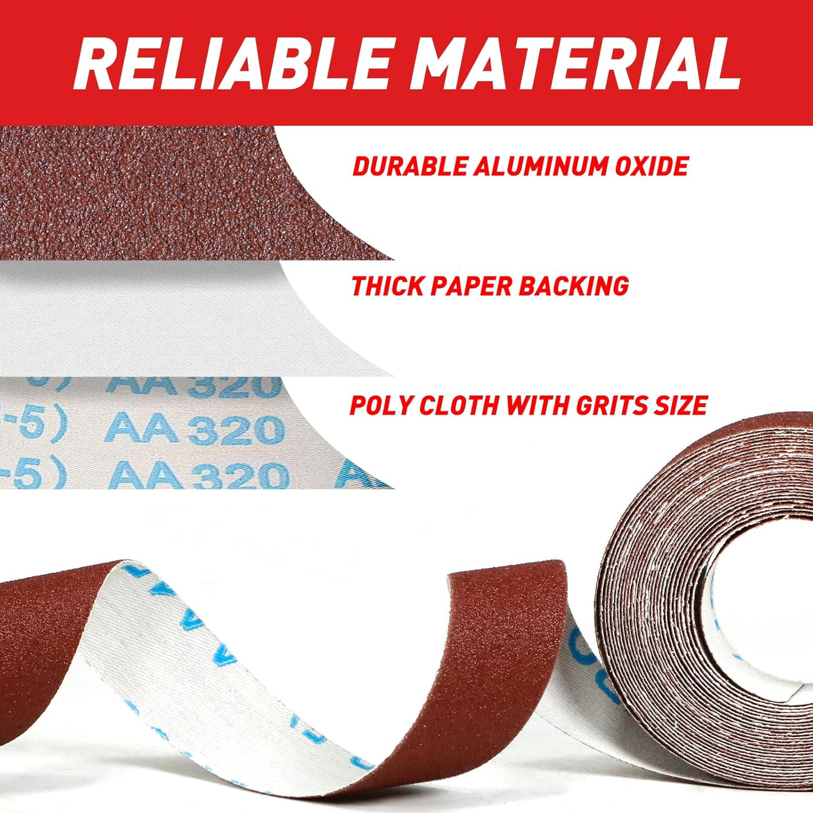 Emery Cloth Roll 6 Grits 1 Inch x 19.7 Feet for Metal Wood Auto Furniture Wet