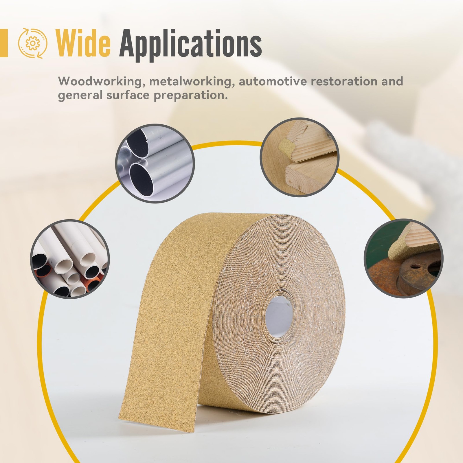 80 Grit Sandpaper Roll 20 Yard Long Continuous Roll,2-3/4” Wide Adhesive Back…