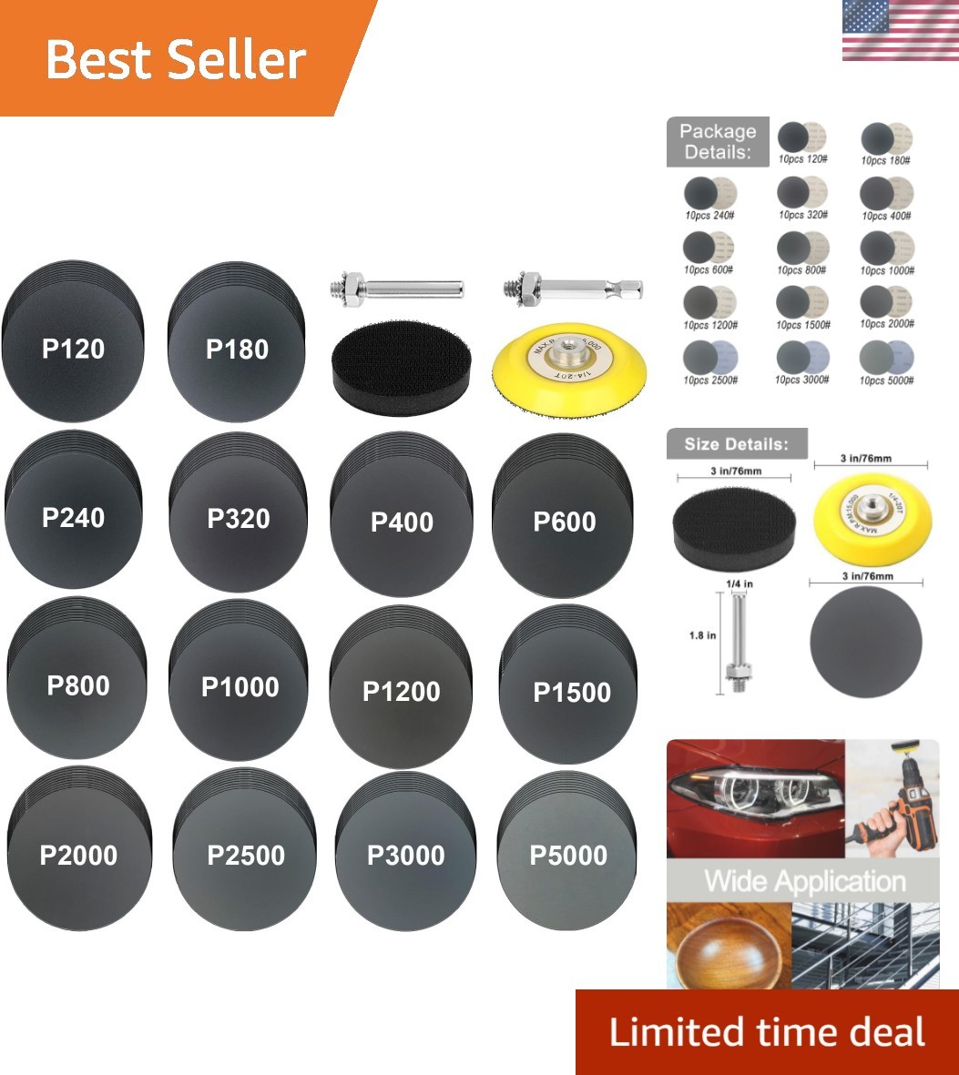 140-Piece Silicon Carbide Sanding Discs Set for Polishing & Restoration