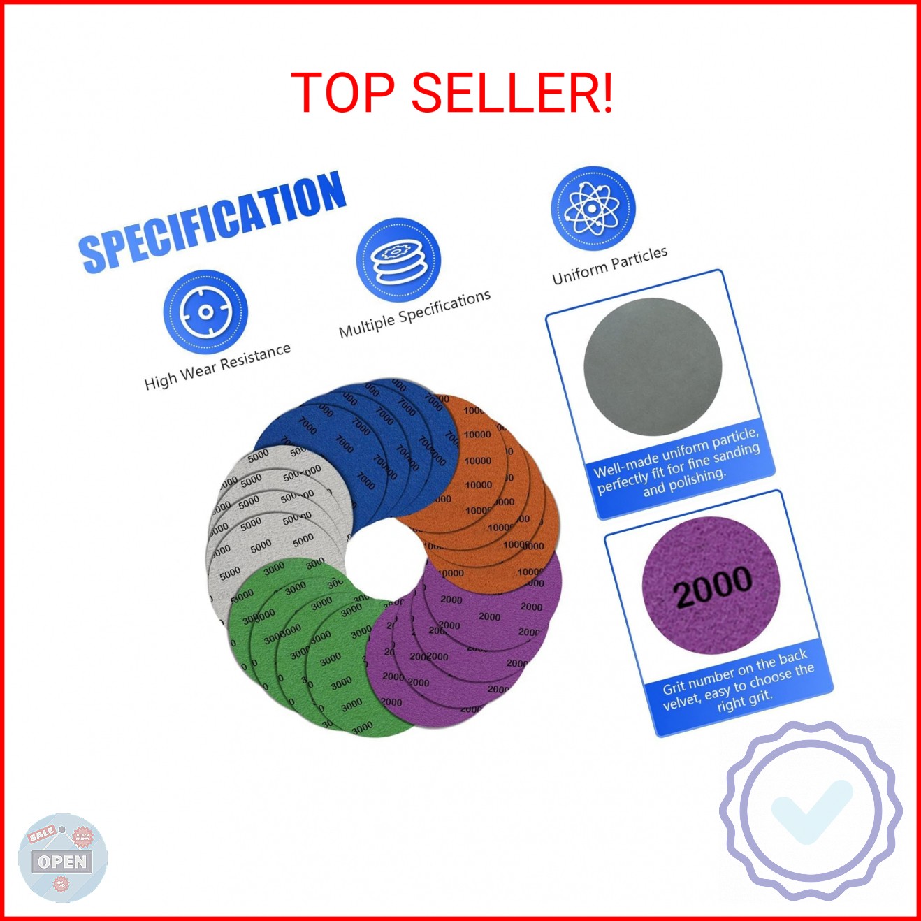 5 Inch 20Pcs Wet Dry Sandpaper: 2000/3000/5000/7000/10000 Grit Silicon Carbide H