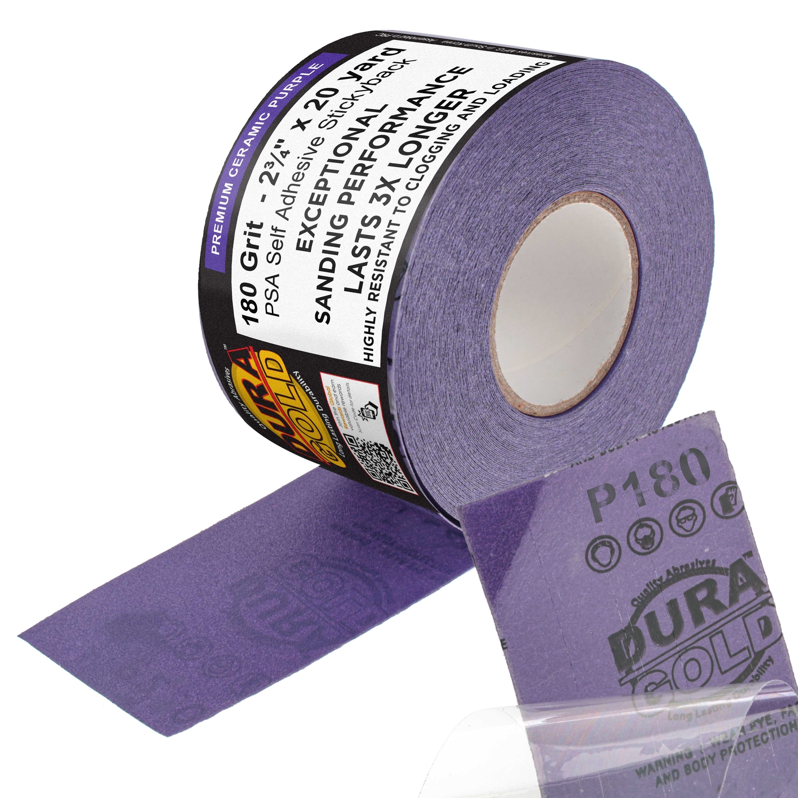 180 Grit Purple Ceramic 2.75″ x 20 Yard Roll Self Adhesive Longboard Sandpaper