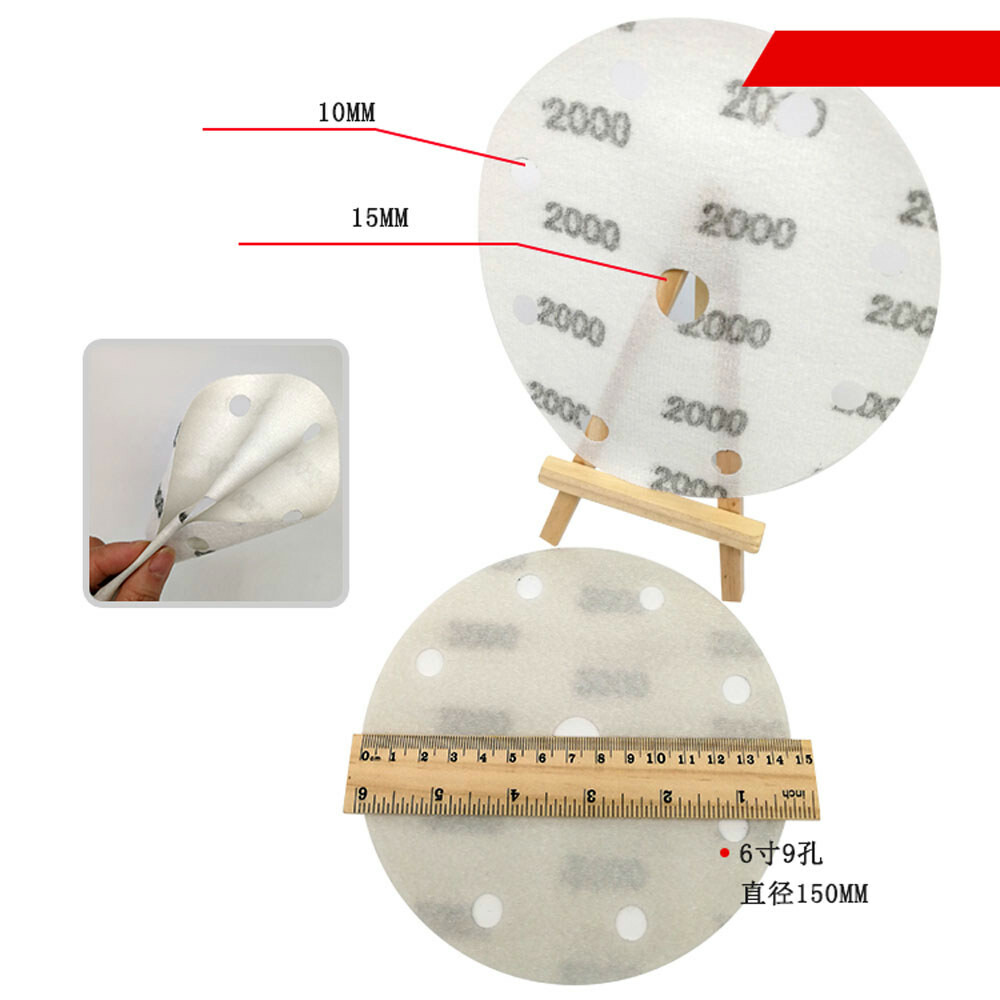 9 Hole Hook and Loop Sanding Disc Pads 600-4000 Grit Sandpaper Orbital 150mm 6″