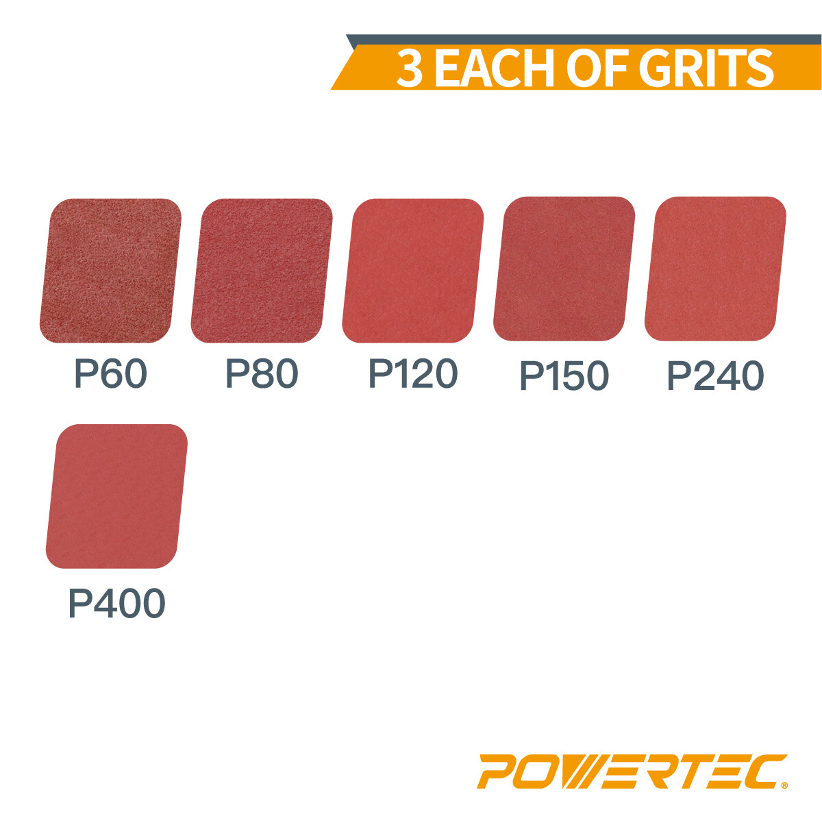 POWERTEC 4 x 36″ AO Sanding Belts Assortment 60 80 120 150 240 400 Grits – 18pcs
