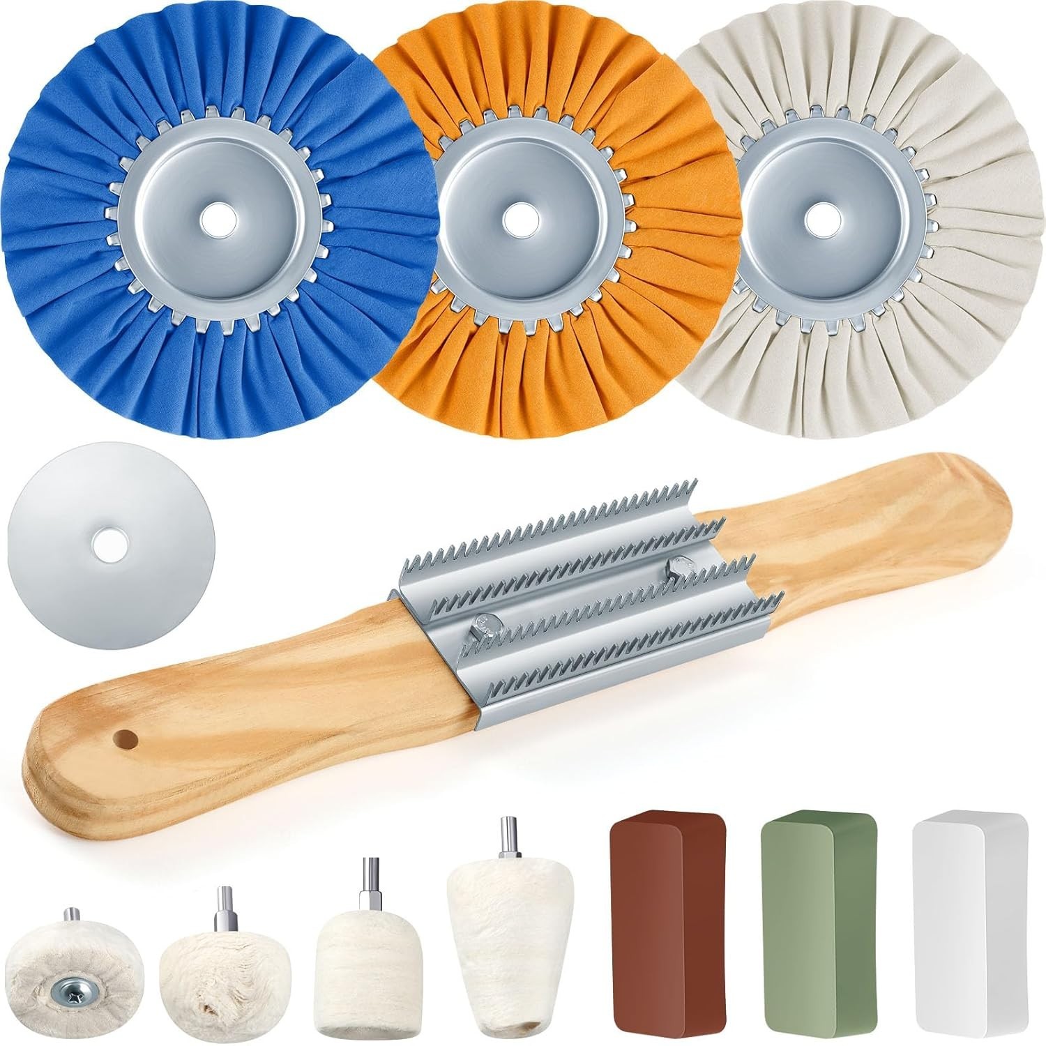 12 Pcs Airway Buffing Polishing Wheel Kit 8 Inch Aluminum Polishing Wheel