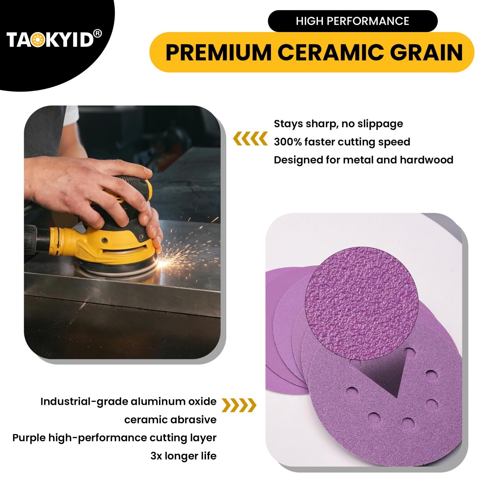 5″ Sander Pad Compatible with Random Orbit Sanders, 4 Foam Pads & 30 Ceramic Dis