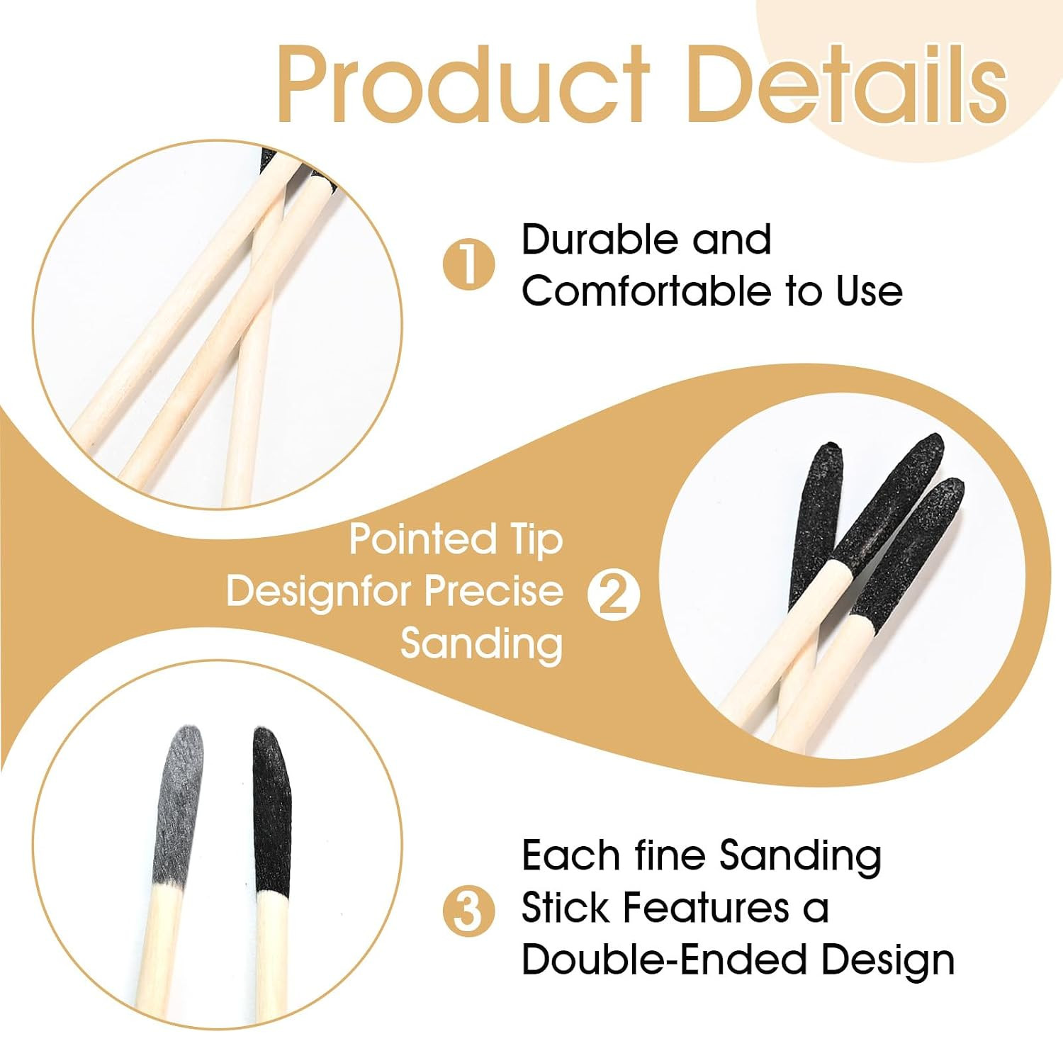 30 PCS Professional Sanding Sticks for Tight Spaces – Double End Matchsticks San