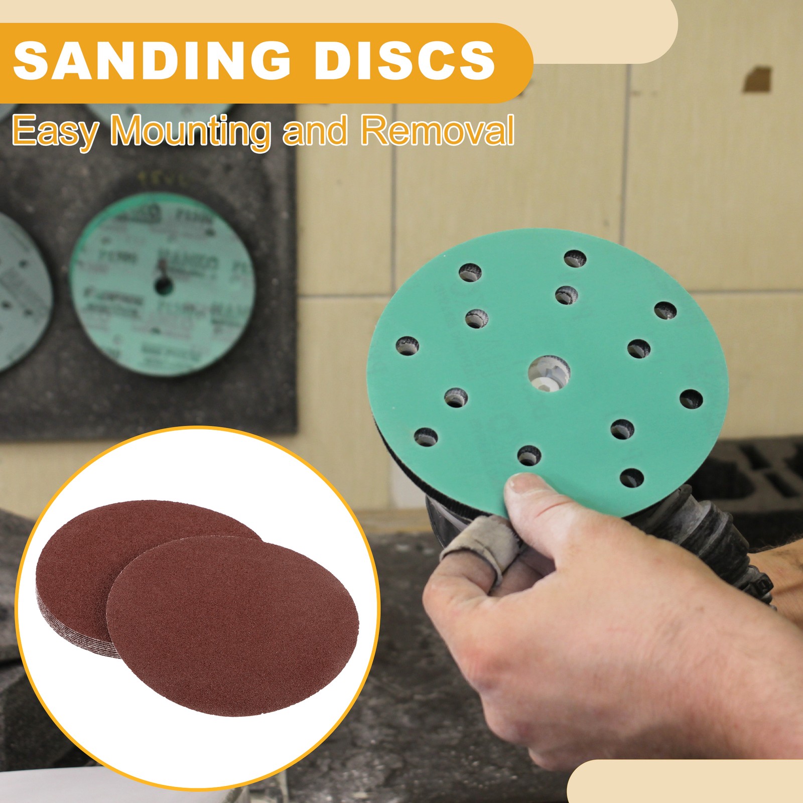 10 Pcs 40 Grit Universal Sanding Discs-Round Hook Loop Sandpaper-White Paper Red