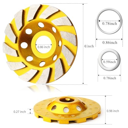 Concrete Turbo Diamond Grinding Cup Wheel 12 Segs Heavy Duty Angle 4 Inch