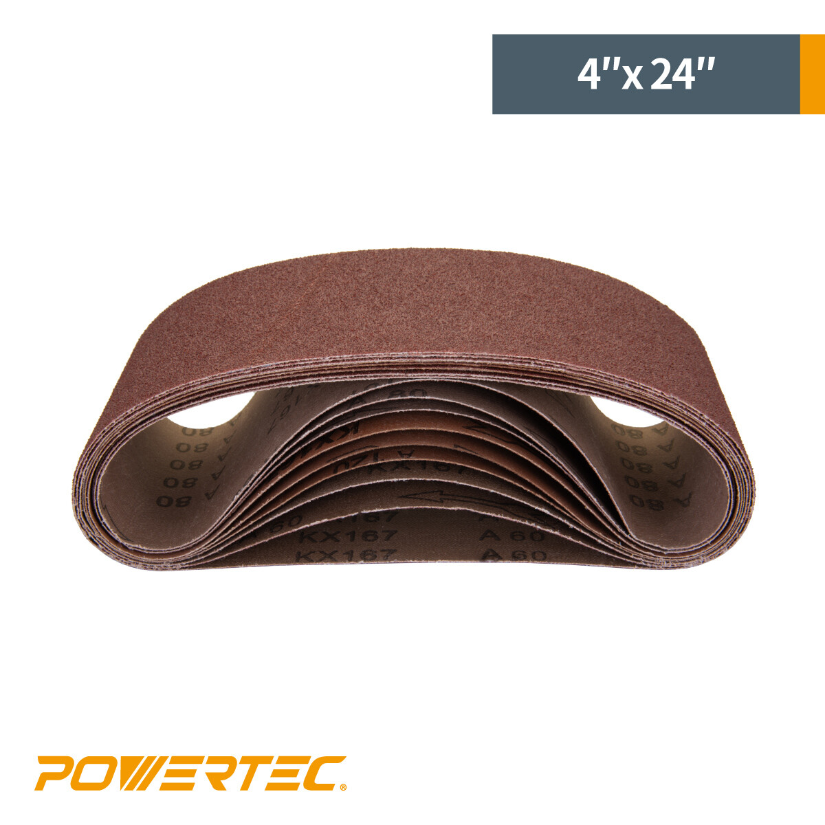 POWERTEC 4 x 24″ 240 Grit Sanding Belt Aluminum Oxide Sandpaper-10 PK (110040)
