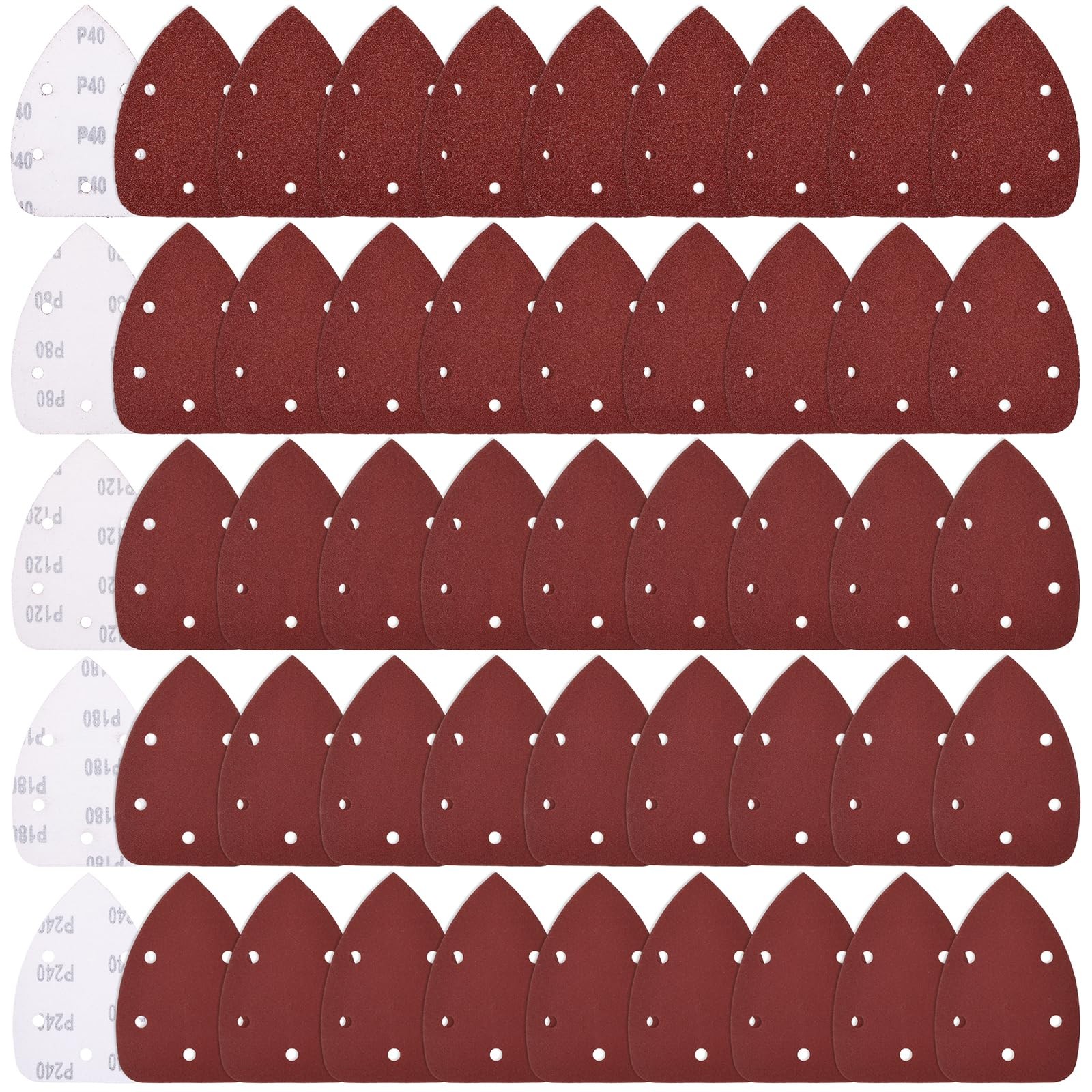 50 Pcs Mouse Detail Sanding Paper Assorted Grits Detail Sandpaper for Wood Metal