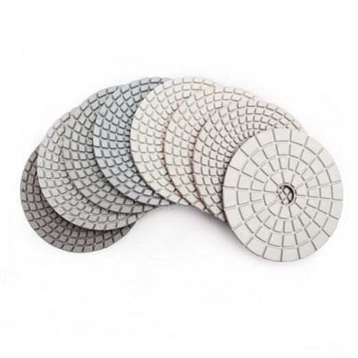 8Pcs 4 Inch Diamond Wet Polishing Pads Set of with White Bond for Mixed Grits