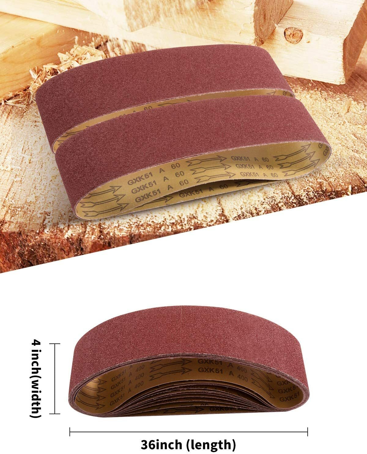22x Sanding Belts 4 x36 in Sander Belt 6 in PSA Self Adhesive Discs 80-400 Grit