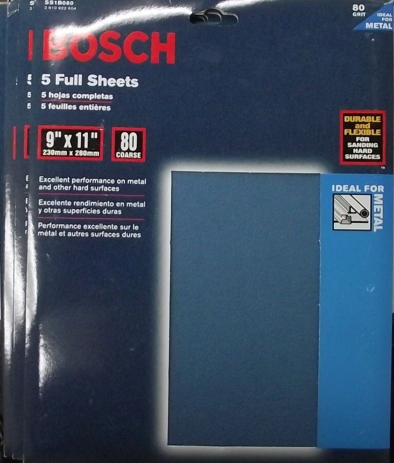 Bosch SS1B080 80 Grit 9″ x 11″ Sandpaper, Italy (5-packs of 5pcs)
