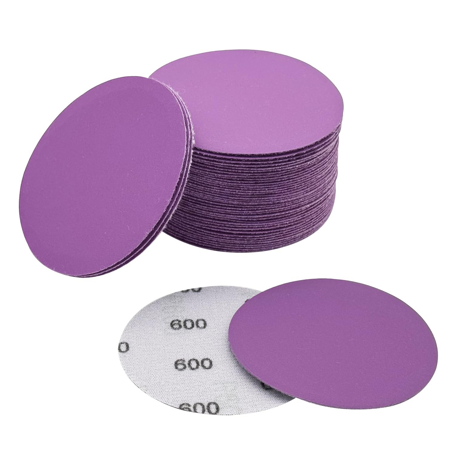 3 Inch 600 Grit Wet Dry Sandpaper, 50pcs Sanding Disc, 3 x 3 inches, Purple
